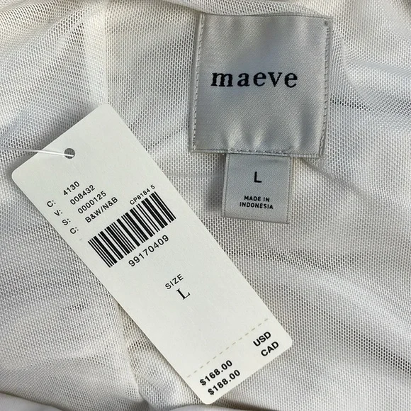 NWT Maeve Halter Twofer Mini Dress Anthro Black White Puffy Bubble Sz L - Picture 10 of 16